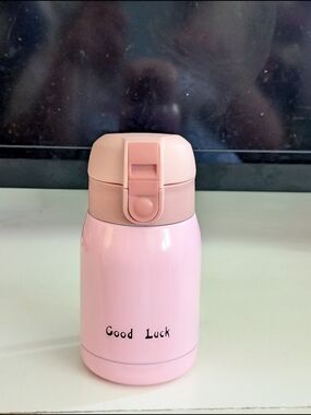 Cute Pink 'Good Luck' Insulated Mini Bottle